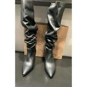 NIB Free People Rocky Slouch Black Leather Boots /37 EU / 6.5 US / Retail $298